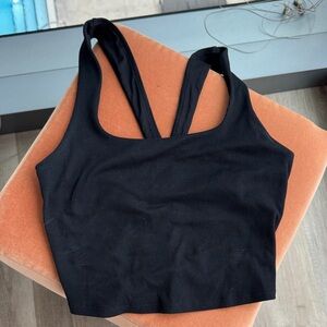 Alo Black Ribbed Crop Top Bra